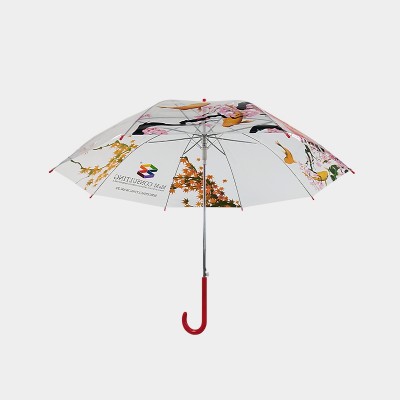 top printing transparent clear straight umbrella with custom logo