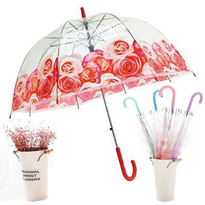 Dome POE clear straight transparent umbrella with customized logo