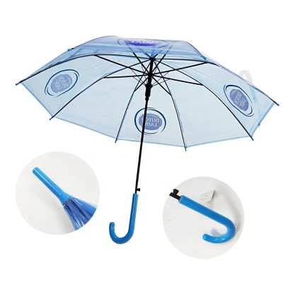 Custom kids transparent straight  umbrella with customers's design logo