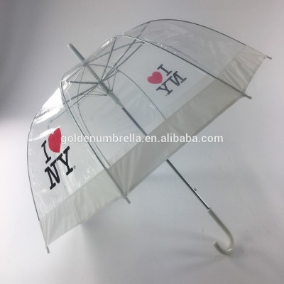 23 inch auto open POE/PVC color custom print transparent umbrella with plastic handle