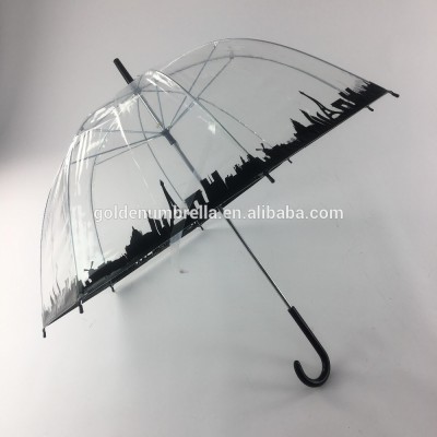 Custom Print High quality frame straight POE/PVC mushroom transparent umbrella/Promotion umbrella for gilfs